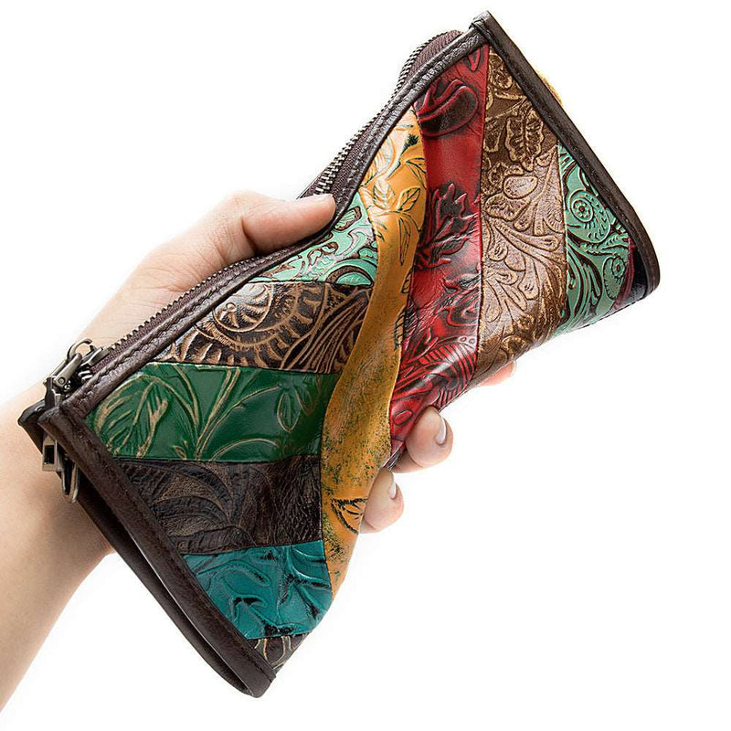 Soft leather stitching embossed clutch envelope Chells Trendy Boutique