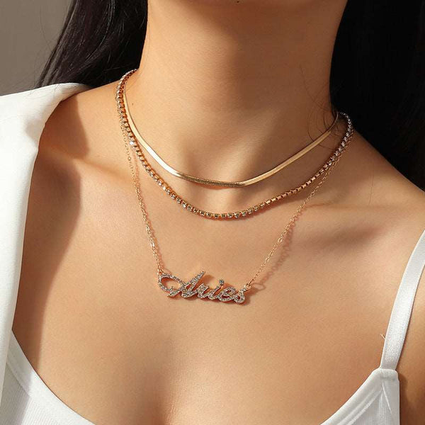 Multi-layer Diamond Necklace Necklace Zodiac Constellation Necklace Chells Trendy Boutique