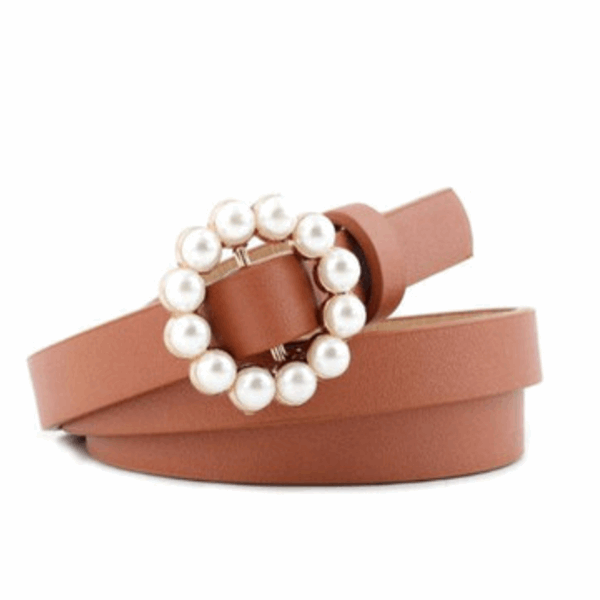 Faux leather pearl belt ANYTHINGWIN