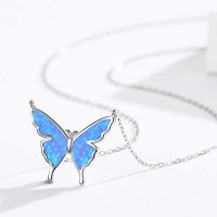 925 Sterling Silver Opal Butterfly Necklace Chells Trendy Boutique