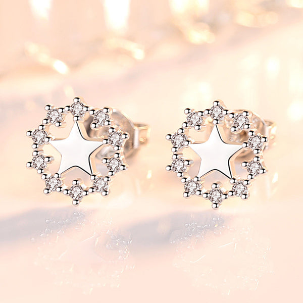 Silver-plated Personality Simple Pentagram Stud Earrings Chells Trendy Boutique