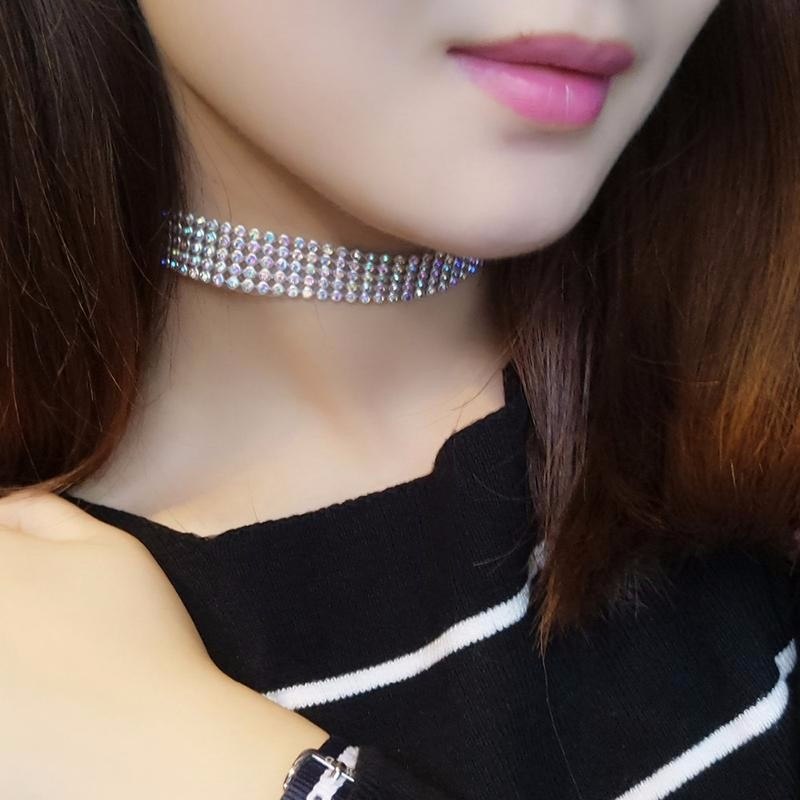 Fashion Women Full Crystal Rhinestone Choker Necklace Wedding Jewelry Chokers Necklaces for Women Chells Trendy Boutique