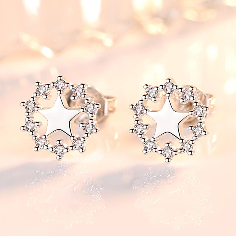 Silver-plated Personality Simple Pentagram Stud Earrings Chells Trendy Boutique