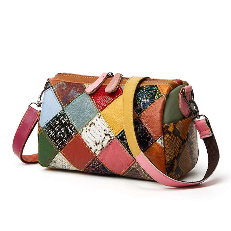 Beautiful leather contrast color messenger bag Chells Trendy Boutique