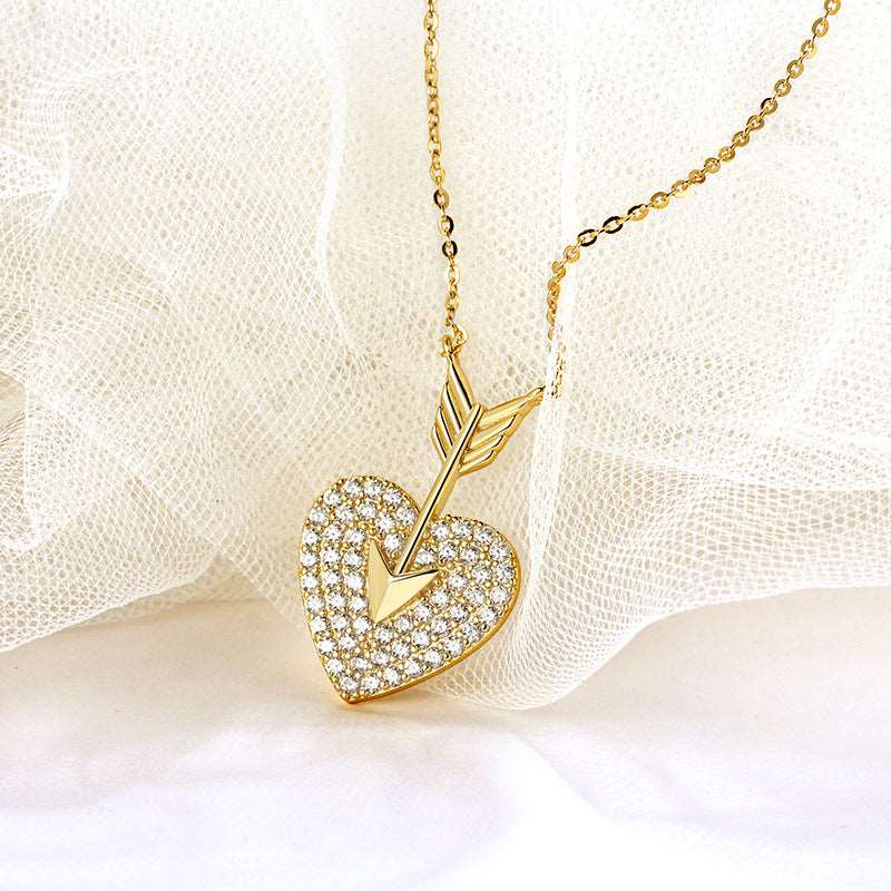 Sterling Silver Diamond Necklace Heart Shaped Net Red Chells Trendy Boutique
